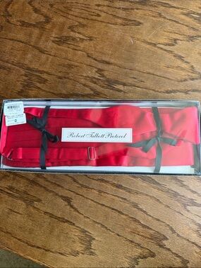Robert Talbott Red Silk Bow Tie and Cummerbund Set